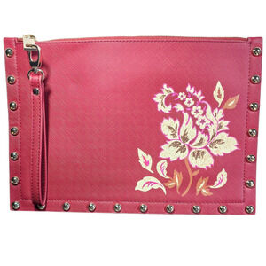 White House Black Market New studded clutch with painted floral design